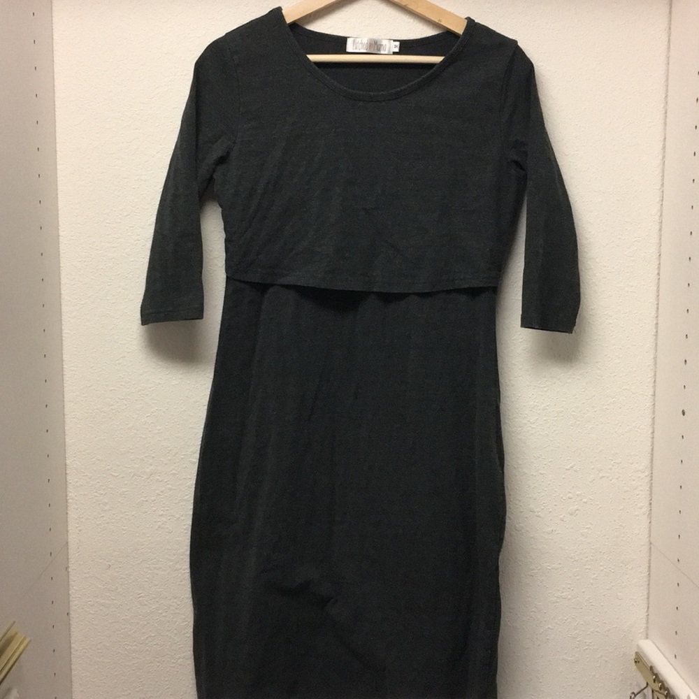 Latched mama medium dark grey cotton/spandex dress